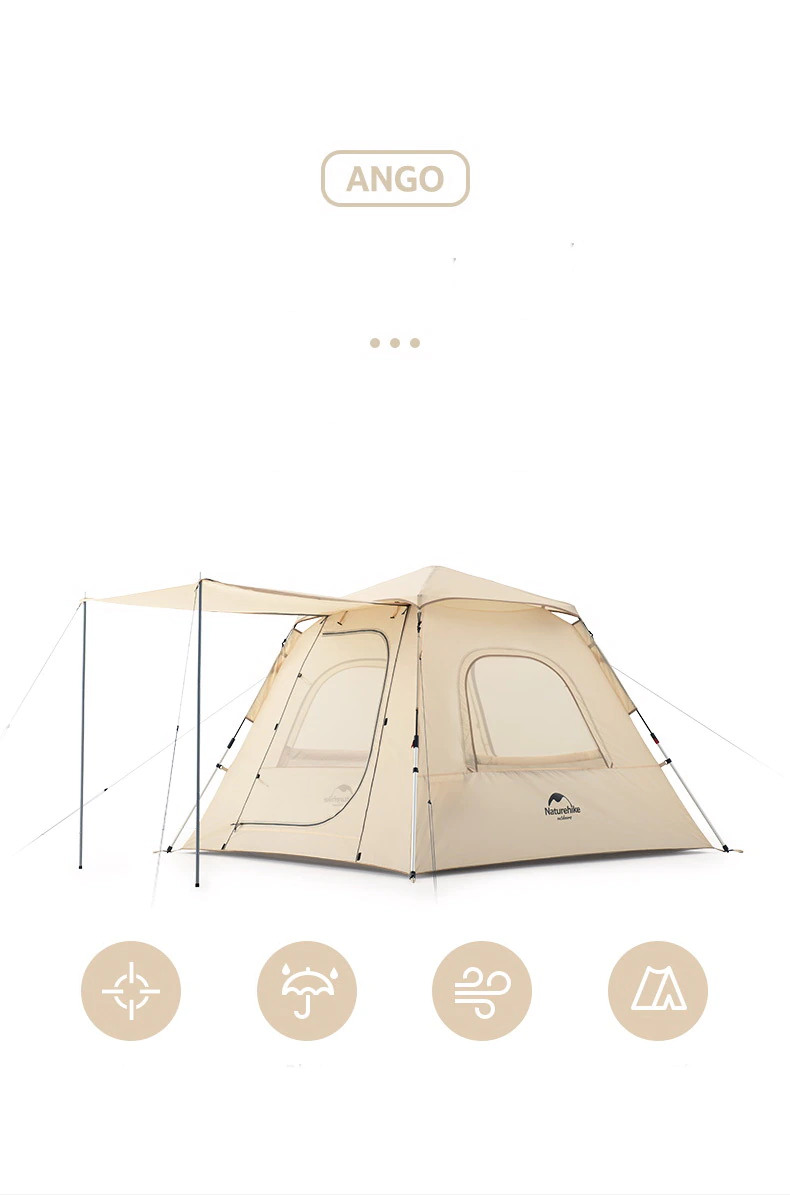 Cheap Goat Tents  Outdoor Ango Automatic Tent 3 4 People Quick Open With Large Hall 2 Doors Camping Tents Five Sided Ventilation UPF50+   